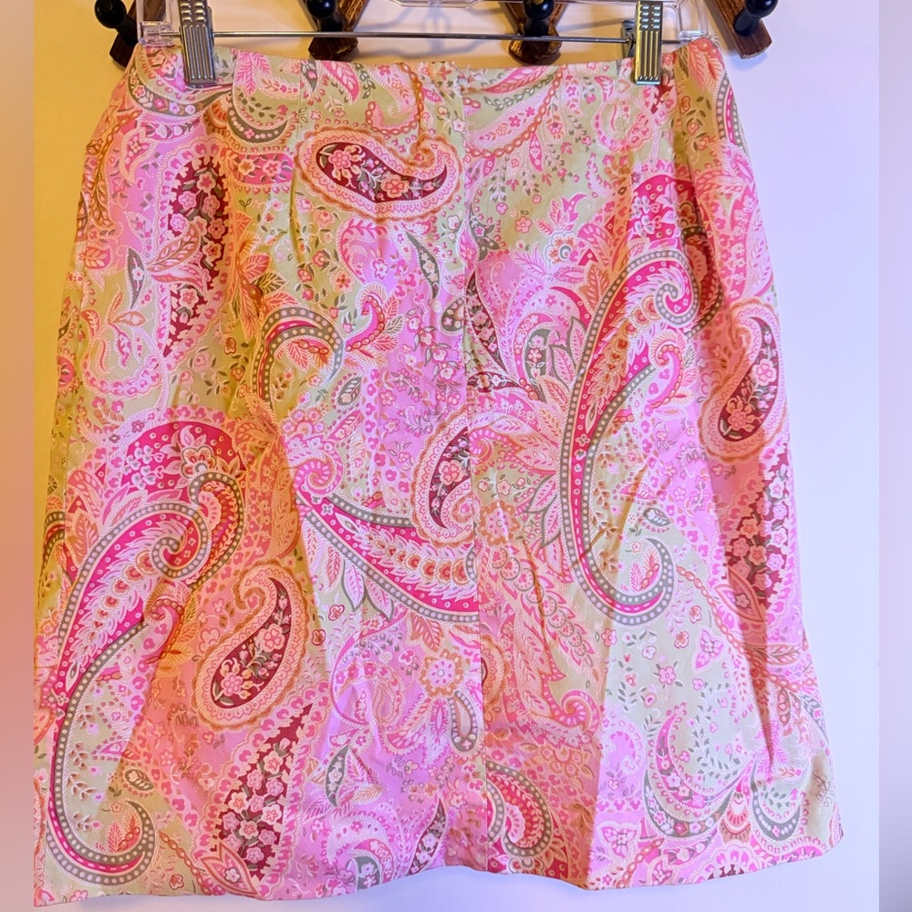 Talbots Pink Paisley A-Line Skirt